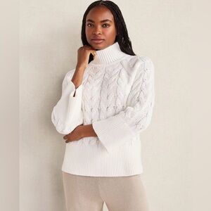 Haven Well Within Organic Cotton Mock Neck Sweater in Ivory Size XL. NWT